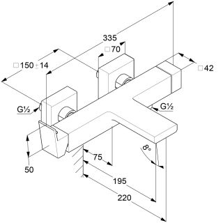Смеситель для ванны Kludi Decus 54691N275 сталь оружейная брашированная