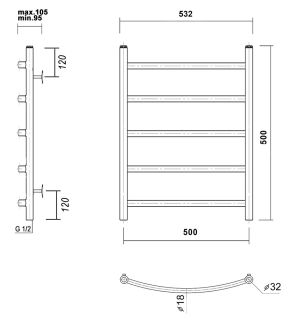 Полотенцесушитель водяной Domoterm Калипсо П5 500x500 белый