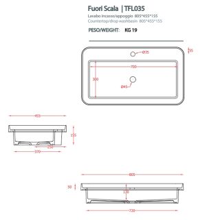 Раковина ArtCeram Fuori Scala TFL035 05 00 *1 белая 80.5 см