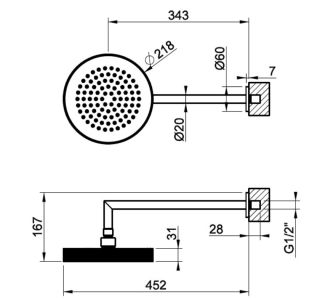 Верхний душ Gessi Ingranaggio 63548.707 21 см чёрный брашированный