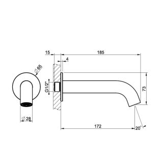 Встраиваемый излив для ванны Gessi 316 54008.299 чёрный матовый