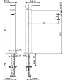 Смеситель для раковины Kerama Marazzi Futura 66419KM.21.018 хром
