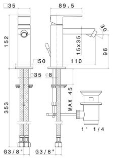 Смеситель для биде Kerama Marazzi Futura 66425KM.01.093 чёрный матовый