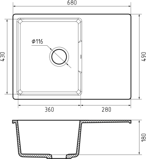 Мойка кухонная GranFest URBAN 668L песочный