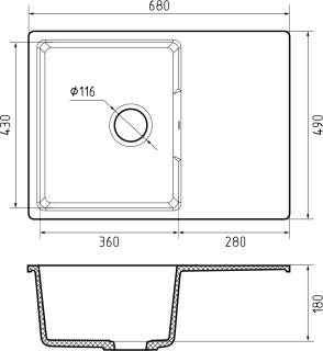 Мойка кухонная GranFest URBAN 668L серый