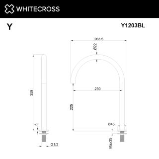 Излив отдельностоящий WHITECROSS Y1203GM оружейная сталь