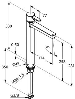 Смеситель для накладной раковины Kludi Zenta хром 382570575