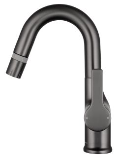 Смеситель для раковины Wonzon & Woghand WW-FE01L212-BGG с выдвижным изливом тёмный графит