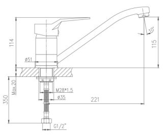 Смеситель для кухни Haiba HB4963 хром