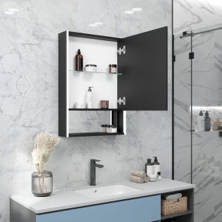 Зеркало-шкаф Reflexion Box Black 60 RF2421BL с подсветкой 60х80