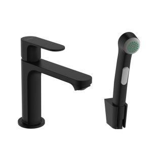 Смеситель для раковины Hansgrohe Rebris S 72215670 с гигиеническим душем, черный матовый