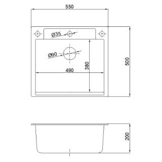 Мойка кухонная Reflexion Cubi 55-GR RX1555GR гравий