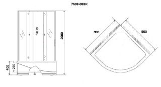 Душевая кабина Niagara NG-7508-14BK 90х90х200