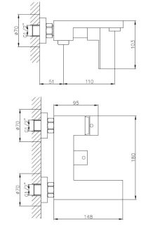 Смеситель для ванны Haiba HB60803-7 чёрный матовый