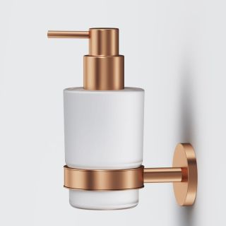 Стеклянный диспенсер для жидкого мыла с настенным держателем AM.PM X-Joy A85A36944 розовое золото