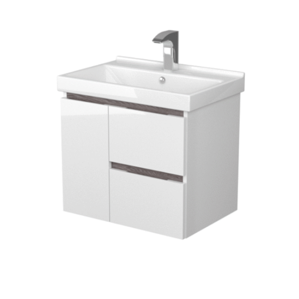 Тумба под раковину Акватон Рене 60см белый/грецкий орех 1A258501NRC80