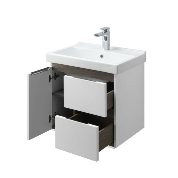 Тумба под раковину Акватон Рене 60см белый/грецкий орех 1A258501NRC80