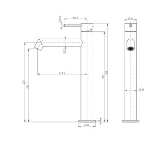 Смеситель для раковины Wonzon & Woghand WW-H1064-MB чёрный матовый