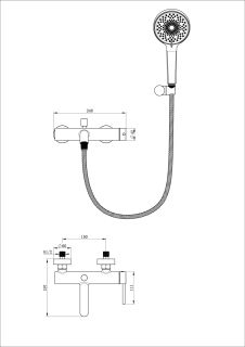 Смеситель для ванны с душем Wonzon & Woghand Stick WW-88639017-BGM тёмный графит