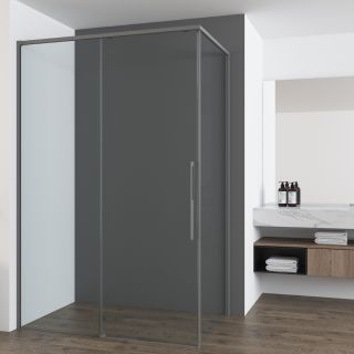 Душевой уголок Vincea Ultima VSR-7UL1014CLGM, 1400*1000, вороненая сталь, стекло прозрачное