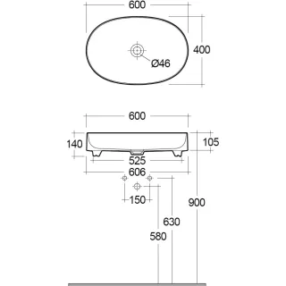 Раковина Kludi Resa O 58CW20O2 60 см светло-серый матовый