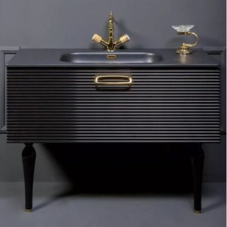 Тумба под раковину Armadi Art Vallessi Avangarde Linea 80см чёрный/хром 842-080-BCR