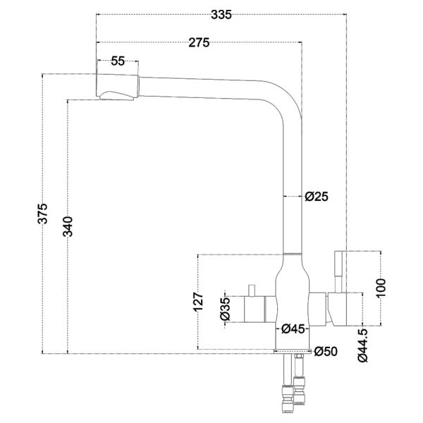 Смеситель для кухни Melana Stello MELANA-610304 с переключателем на фильтр сатин