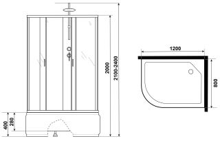 Душевая кабина Niagara NG-2310-14RBKTG с гидромассажем 120x80см серебро/матовое
