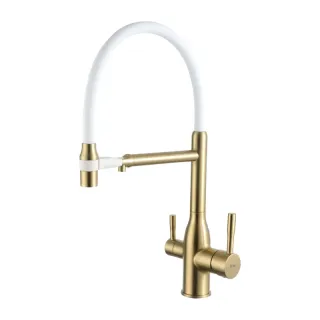 Смеситель для кухни Frap F4398-3 белый золотой сатин