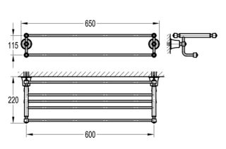 Полотенцедержатель с полкой Swedbe Terracotta Art 2536 65см терракота