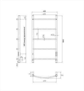 Полотенцесушитель электрический Indigo Arc Lux LCALE80-40Rt 80x40 см хром