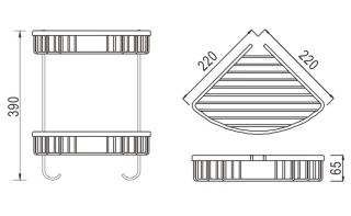 Полка металлическая угловая двухъярусная Rose RW12H чёрный