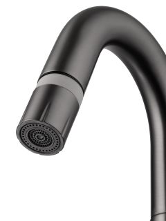 Смеситель для раковины Wonzon & Woghand WW-FE01L212-BGG с выдвижным изливом тёмный графит