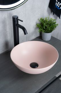 Раковина Gid 9081pkm 53403 накладная розовая матовая 36x36x14