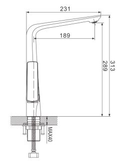 Смеситель для кухни Rose R1313H чёрный/хром