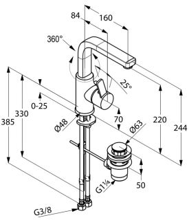 Смеситель для раковины Kludi Zenta хром 420250575
