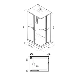 Душевая кабина Triton Квадро Щ0000045506 100x80 см профиль белый стекло с узором