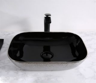 Раковина CeramaLux  D1333H022 черно-серая 46 см