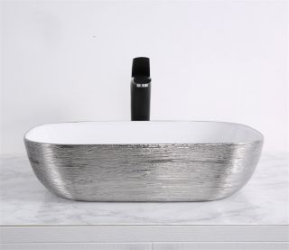 Раковина CeramaLux   D1333H131 бело-серая 46 см