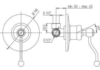 Встраиваемый смеситель для душа Paini Duomo 88OP690 золото