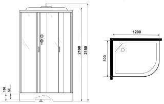 Душевая кабина Niagara NG-3312-14LP 120x80см серебро/матовое