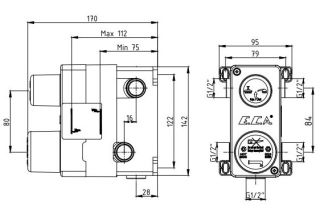 Скрытая часть для смесителя E.C.A. 102166301EX на три режима белый