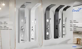 Панель душевая Cerutti SPA Twin BR CT9988 с форсунками матовая нержавеющая сталь