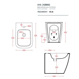 Биде Artceram A16 ASB002 05 00 белый