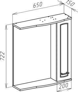 Зеркало-шкаф с подсветкой Bellezza Классик 65см правый белый 4611910001016