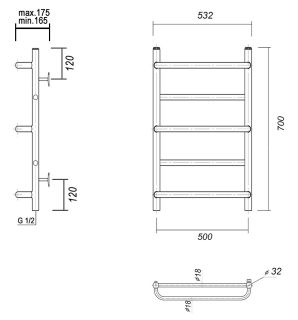 Полотенцесушитель водяной Domoterm Орфей П5 500x700 хром