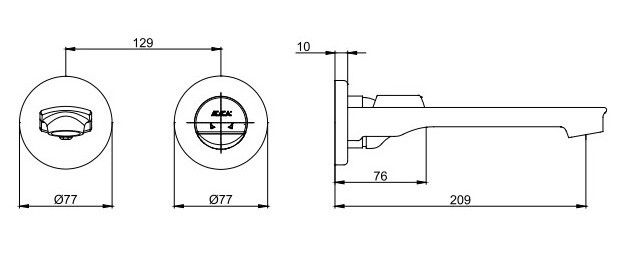Встраиваемый смеситель для ванны и душа E.C.A. Myra 102167603HEX-YY хром
