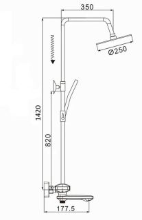 Душевая стойка Rose R3996T с термостатом пепельный