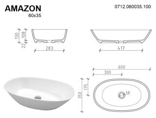 Раковина Whitecross Amazon 0712.060035.100 60см белый глянец