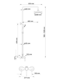 Wasserkraft А12202 Душевой комплект со смесителем для душа